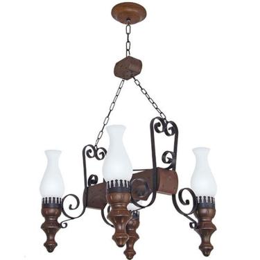 Imagem de Lustre Muller Rustico 4 Lâmpadas Envelhecido 724e