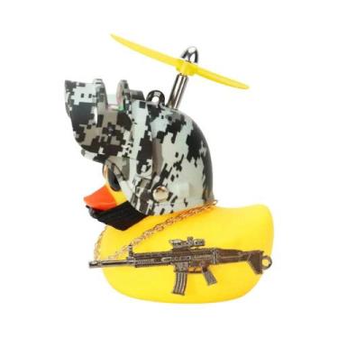 Imagem de Pato De Borracha Amarelo E Preto Com Hélice Para Capacete De Bicicleta