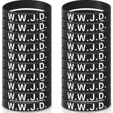 Imagem de Pulseiras Webbing Jadive WWJD 20 peças de borracha de silicone