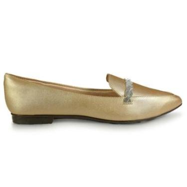Imagem de Sapato Light Gel Mocassim Shine Bico Fino Fivela Feminino-Feminino