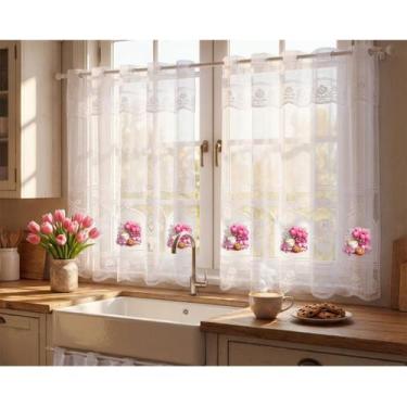 Imagem de Cortina Cozinha Renda Transfer Cozinha 2,50cm X 1,20cm Cortina - speed
