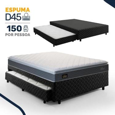 Imagem de Bicama Box com Colchão de Espuma D45 Pillow Top Fort Comfort + Auxiliar de Espuma D28 Positanno Casal 138cm