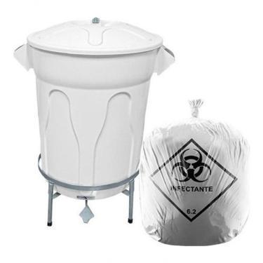 Imagem de Kit Lixeira Hospitalar 100L com 100 Sacos de Lixo Infectante para Descarte Seguro e Org...