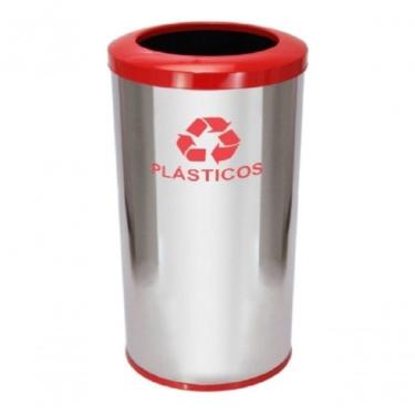 Imagem de Lixeira em Aço Inox com Aro Pintado 50L para Uso Comercial e Industrial Azul, Verde, Vermelho, Amarelo, Marrom, Cinza