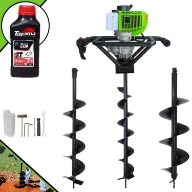Imagem de Perfurador de Solo MPS52 Gasolina 2T 52CC 1,8HP com 3 Brocas 80x10 80x15 80x20 e Óleo 2...
