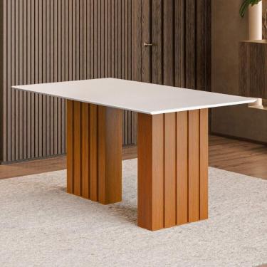 Imagem de Mesa De Jantar Com Vidro 6 Lugares Multimóveis Cr50232 Cinamomo-off White