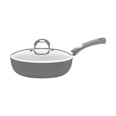 Imagem de Frigideira Funda Mônaco Induction Antiaderente em Alumínio 24CM 2,7L com Tampa de Vidro