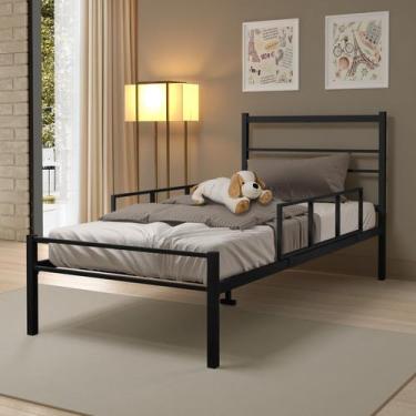 Imagem de Cama Solteiro 100% Ferro Cristal P/ 160 kg C/Grade de Proteção  -Super