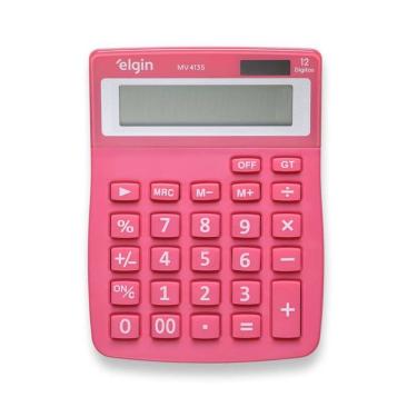 Imagem de Calculadora de Mesa Elgin MV4135 Display LCD 12 Dígitos com Memória Grand Total e Desligamento Automático Rosa