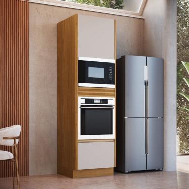 Imagem de Torre Quente BP 68cm com Rodapé para Forno até 82L de Embutir 2 Portas 1 Gaveta Ripada Organic Marrom