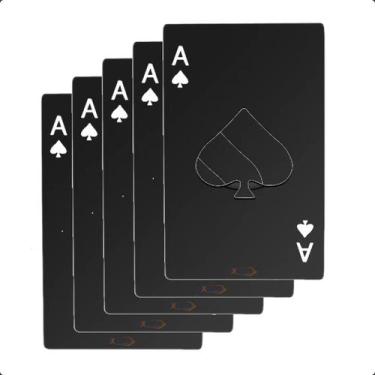 Imagem de Kit 05 Abridor De Garrafa Formato Carta De Baralho Espada Poker Aço In