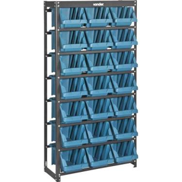 Imagem de Estante Metálica, com Gaveteiros Modelo Prático Azul, 21/7 Vonder