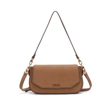 Imagem de Bolsa Santa Lolla Baguete Média Nobuck Marrom Alça de Ombro Feminina