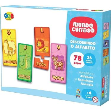 Imagem de Brinquedo Educativo Descobrindo o Alfabeto 78 Peças com Letras e Animais GGB Plast