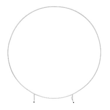 Imagem de LBLB Suporte de pano de fundo redondo, dourado/branco redondo de metal para decoração de festa de aniversário, decoração de casamento, decoração de formatura e decoração de fundo de foto de chá de bebê (branco, 2 m)