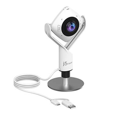 Imagem de Webcam de reunião completa de 360º j5create (JVCU360) Câmera de videoconferência HD 1080p com microfone de alta fidelidade, USB-C, para videoconferência, aulas online e colaboração