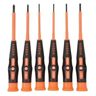 Imagem de Pittsburgh Conjunto de 6 peças de chave de fenda elétrica eletricista com alças de borracha ergonômicas isoladas e alças coloridas para fácil identificação
