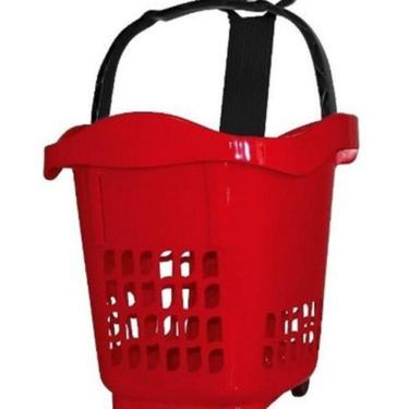 Imagem de Kit 3 Cestas 30 Litros Cestinha Mercado Com Roda Rodinha