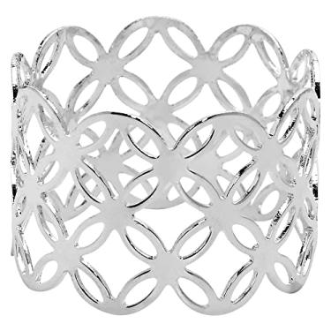 Imagem de Mimo Style Anel de Guardanapo Marrocos Prata Arredondado, Perfeito para Todas as Ocasiões, Feito de Aço Carbono Cromado. Sofisticado, Moderno e Elegante. Para sua Mesa de Jantar, Surpreenda Sua Visita