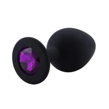 Imagem de Plug Anal P Silicone Preto 7x2,8 Cm Com Joia Removível