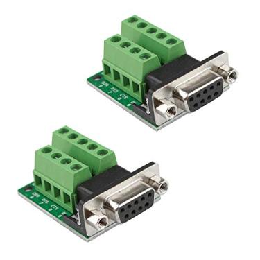 Imagem de Futheda 2 peças D-SUB DB9 RS232 conector de placa de breakout interface 9 pinos 2 fileiras fêmea RS-232 porta serial sem solda adaptador de bloco de terminais com porcas de posicionamento