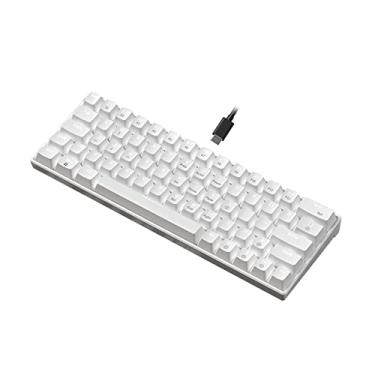 Imagem de Mini teclado mecânico de jogos, 64key com fio swirpable anti-ghosting Light Plug & Play Teclado ergonômico white-blue switch