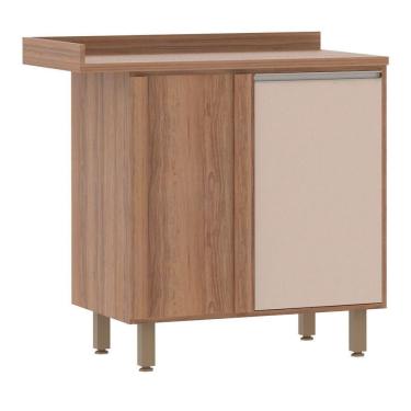 Imagem de Balcão e Tampo Canto Reto 95 Cm De Abrir 1 Prateleira Lari Vanill e Connect