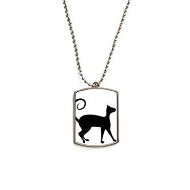 Imagem de DIYthinker Pet Lover Colar de animal de gato preto com contorno de arte em aço inoxidável com pingente de identificação para cães
