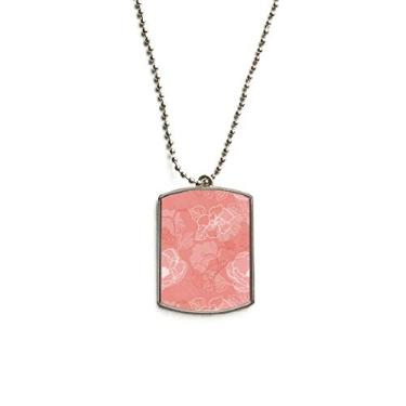 Imagem de DIYthinker Colar de animais de estimação com pingente de corrente de aço inoxidável com padrão de peônia, linha de planta de flor