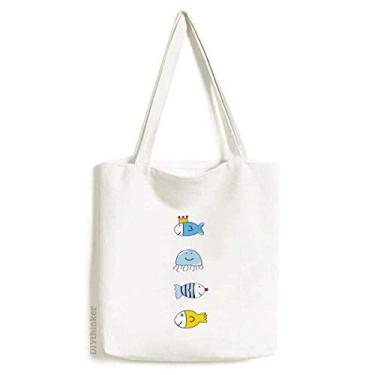 Imagem de Bolsa de lona moderna com estampa de peixe oceano água-viva Art Deco, bolsa de compras casual