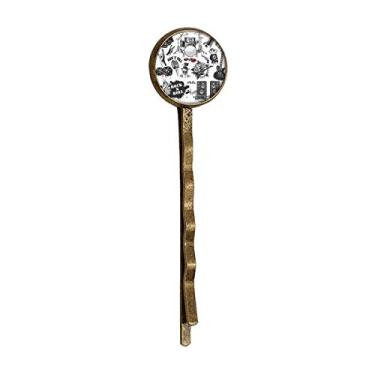 Imagem de Bandana Bobby Pin em metal retrô com estampa de ilustração de combinação de instrumentos musicais