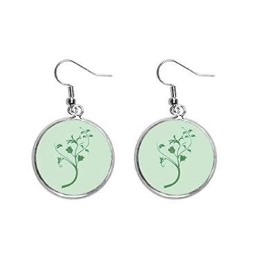 Imagem de Brinco feminino com pingente de prata com folhas verdes e flores