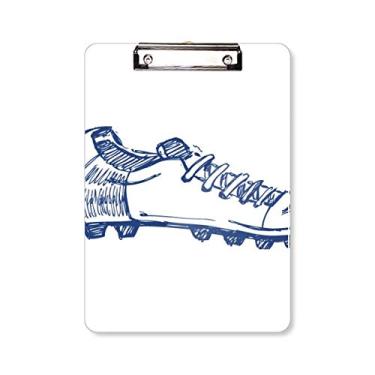 Imagem de Tênis de futebol de desenho animado azul padrão prancheta pasta bloco de escrita placa de suporte A4
