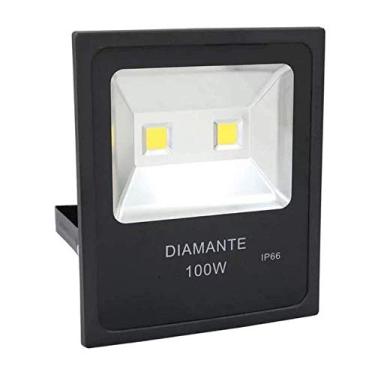 Imagem de Refletor Led 100w Luz Branca Bivolt Diamante Diamante Decor Bivoltv Preto