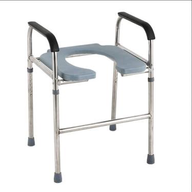 Imagem de Assento Sanitário Elevado DIE, Prata, Acolchoado com Apoios de Braço, Altura Ajustável, Universal para Banheiro/Banho, para Idosos, Gestantes e Deficientes