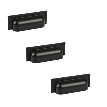 Imagem de Kit 3 Puxador Plymouth Zen Preto Fosco Concha Zp5420.24