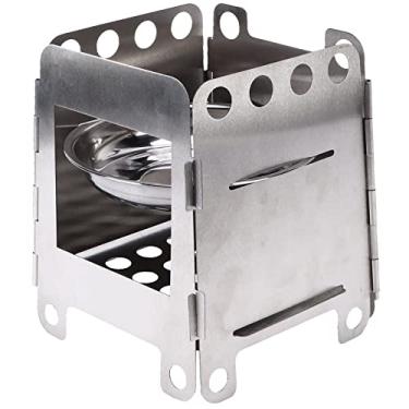 Imagem de Fogão a Lenha Dobrável para Acampamento Fogão a álcool para Acampamento Ao Ar Livre Portátil de Aço Inoxidável 201 Queimador Externo para Acampamento Caminhadas Fogões a Lenha