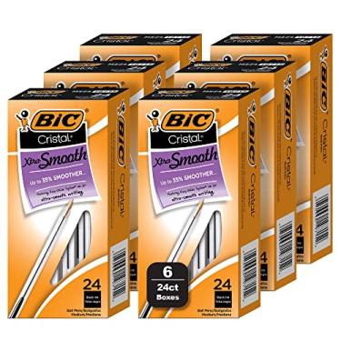 Imagem de BIC Canetas esferográficas pretas lisas Cristal Xtra, ponta média (1,0 mm), pacote de 144 unidades, canetas esferográficas extra suaves e confiáveis
