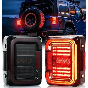 Imagem de AUDEXEN Luzes traseiras de LED compatíveis com Jeep Wrangler JK JKU 2007-2018, lentes fumadas, luzes reversas de 20W, compatível com EMC, DOT, 2 peças