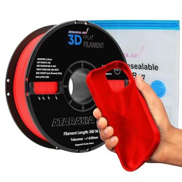 Imagem de Ataraxia Art Filamento de impressora 3D PLA Plus flexível de 1,75 mm, melhor do que TPU, fórmula patenteada compatível com extrusor Bowden, carretel de 1 kg (2,2 lb), dureza 89A Shore, inclui bolsa de vácuo V2