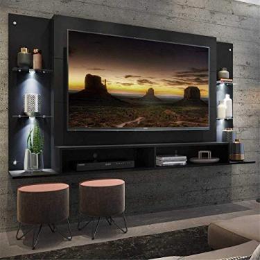Imagem de Painel Tv 60" com 4 Leds e Prateleiras de Vidro Vegas Multimóveis Preto