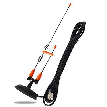 Imagem de HYSHIKRA Antena móvel de banda dupla, suporte magnético 144/430 MHz com cabo coaxial RG58U de 5 metros para transceptor de veículo Yaesu Midland Icom Motorola Kenwood (laranja)