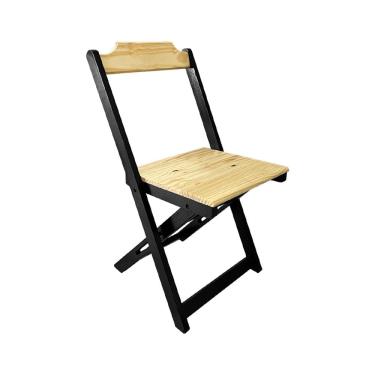 Imagem de Cadeira Dobravel Bar em Madeira Padrão Soberano - Natural/preto