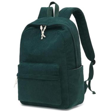 Imagem de Bluboon Mochila para meninas escolares linda mochila de veludo cotelê infantil mochila para laptop mochila presente para mulheres, veludo cotelê verde escuro, Moderno