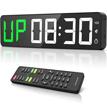 Imagem de Relógio de parede grande com visor LED de 38.1 cm | Intervalo de treino | Contagem regressiva e acima | Cronômetro | 12 volumes ajustáveis | 3 formas de instalação | Temporizador digital para fitness,
