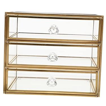 Imagem de Caixa de exibição colar caixa de lembrança caixa de jóias mesa caixa de cosméticos pequena gaveta caixa decorativa - anel colar gavetas de vidro cômoda decoração de mesa de escritório multifuncional/8