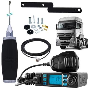 Imagem de Rádio Px 80 Canais Antena Maria Mole Inox 2,70m Suporte Traseiro Mb Ax