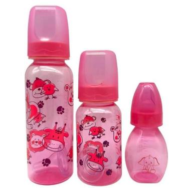 Imagem de Kit 3 Mamadeira Anplas Bico Silicone Rosa - 240ml -140ml-60ml - petita