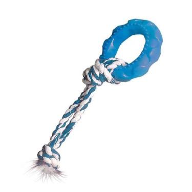 Imagem de Brinquedo Furacão Pet Pneu Slick com Corda Azul para Cães