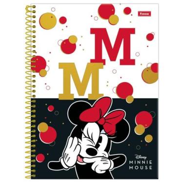 Imagem de Caderno Minnie Mouse Disney Espiral 1 Matéria 80F Escolar, Branco